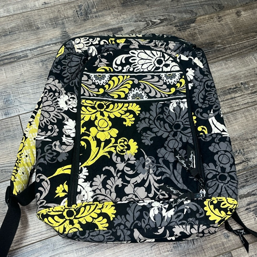 Vera Bradley Back pack black, yellow and white